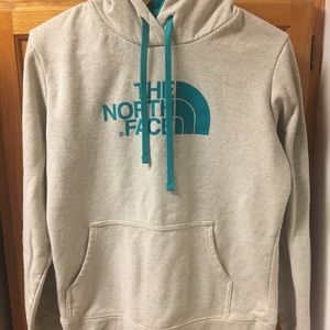 North Face oatmeal & teal hoodie - Medium